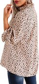 Women's Leopard Printed Ruffle Hem Long Sleeve Mock Neck Blouses Top