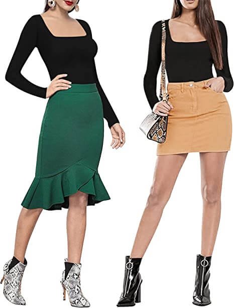 Womens Short Sleeve/Long Sleeve Square Neck T Shirts Tops Tees