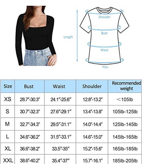 Womens Short Sleeve/Long Sleeve Square Neck T Shirts Tops Tees