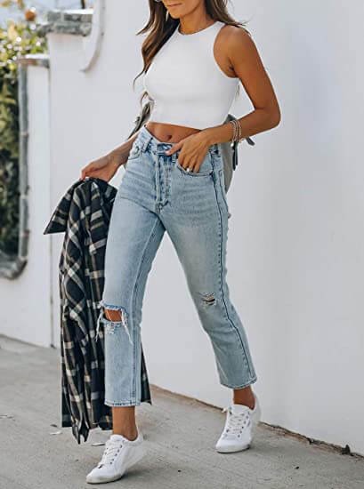 Women’s Sexy Sleeveless Racer Back Tank Tops Halter Neck Crop Tops