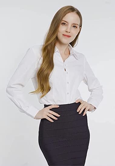 Women's Formal Work Wear White Simple Shirt