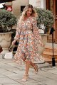 Women's Floral Print Boho Dress Long Sleeve Wrap V Neck Ruffle Belted A-Line Flowy Maxi Dresses