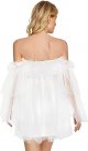 Women's Romantic Off Shoulder Flounce Long Sleeve Wedding Ruffle Mesh Party Mini Dress