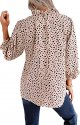 Women's Leopard Printed Ruffle Hem Long Sleeve Mock Neck Blouses Top